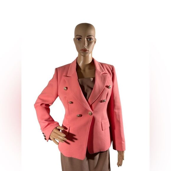 Pineapple Women’s Double Breasted pink Blazer With Gold Buttons Jacket Size M - Picture 1 of 14